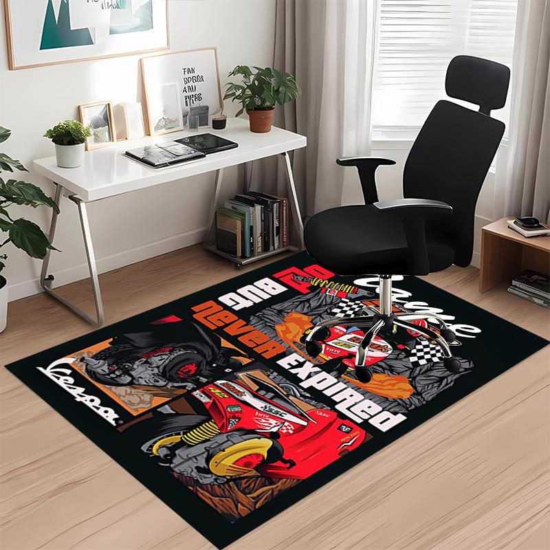 Custom Name Motorcycle Printed Carpet, for Office Chair Living Room Bedroom Kitchen Room Decor Gifts.