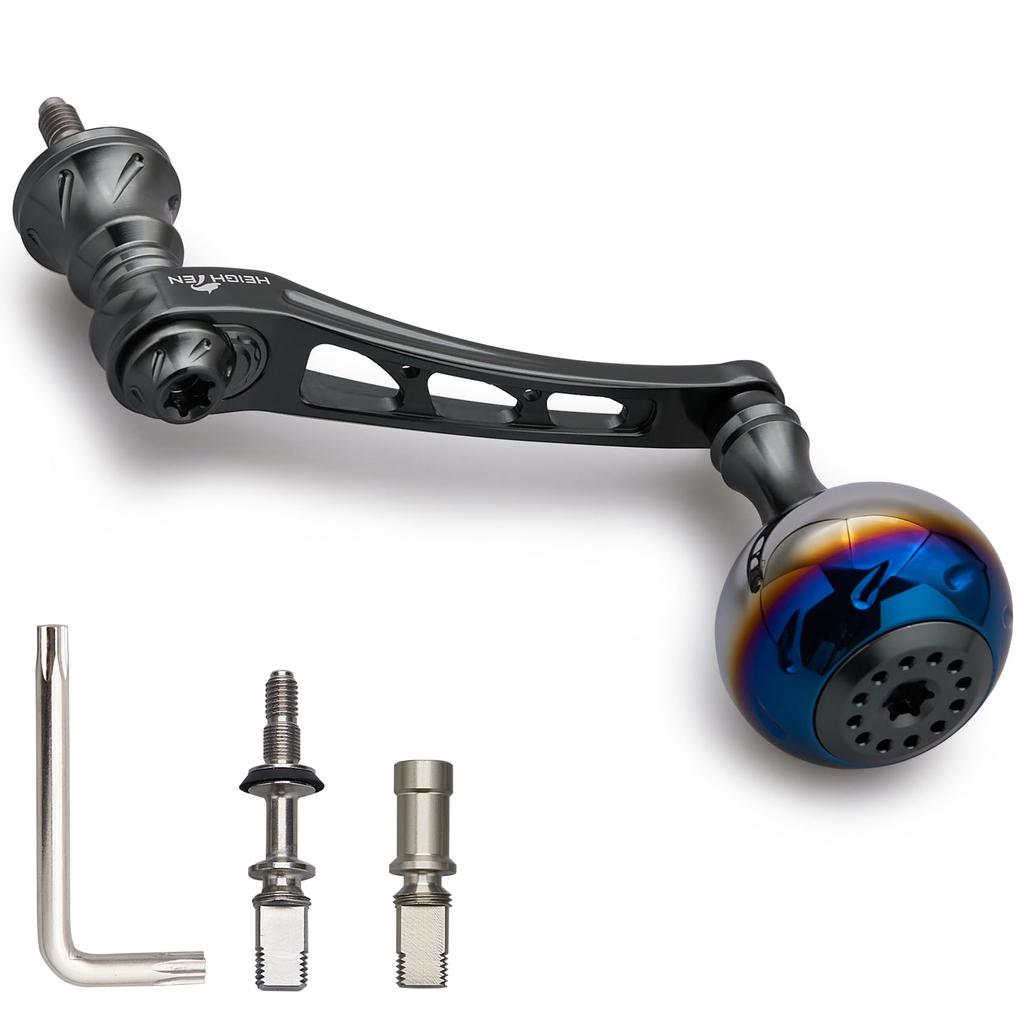 HEIGHTEN Variable Reel Handle with 30mm Handle Knob for Daiwa Shimano Universal Spinning Reel Aurora Series Gray 55-60mm (DAIWA) (SHIMANO) (Dark