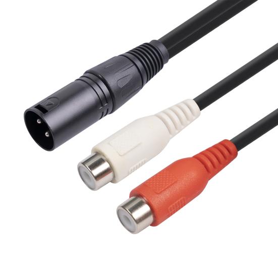 Audio Adapter Cable Plug And Play Stable Transmission Wide Applicable Anti-tensile Pressure Resistant 3pin XLR to 2 RCA Microphone
