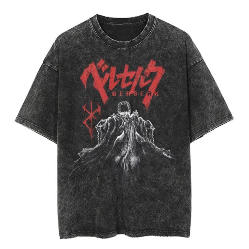 Cartoon Spell Battle Oversized Retro 3D Printed Loose Large Round Neck Cotton Short Sleeve T-Shirts Men’s