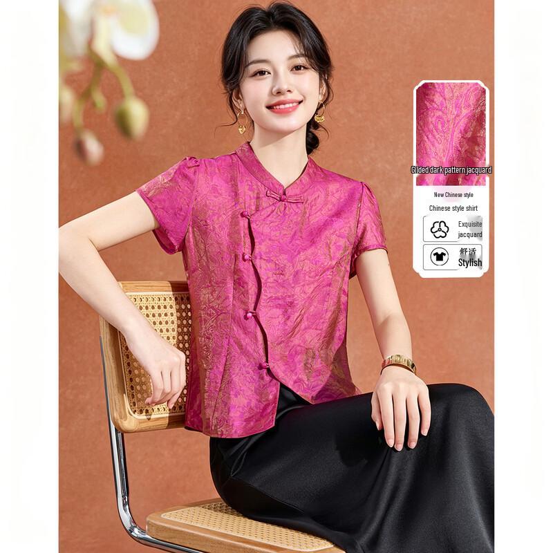 Women s New Chinese Style Jacquard Short Shirt M