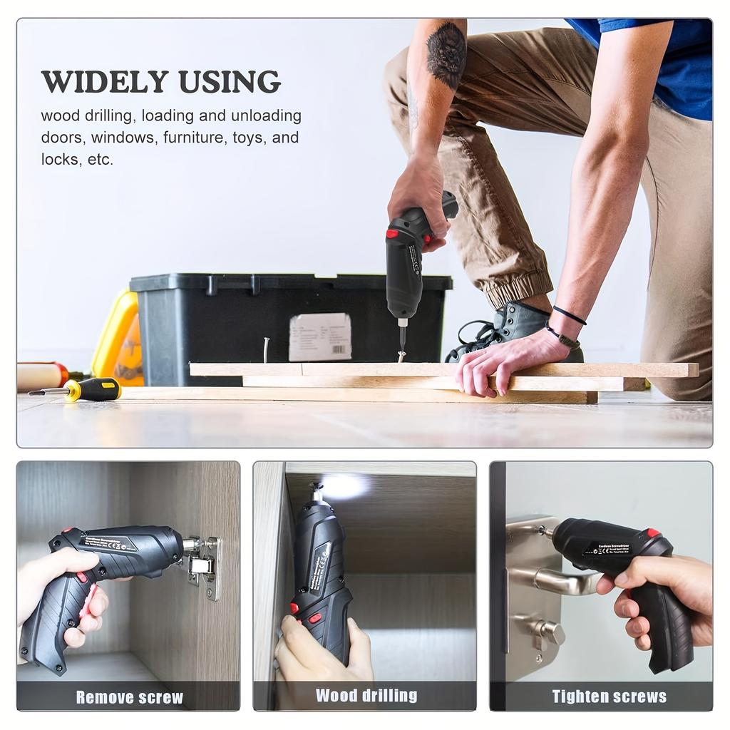 14pcs Electric Screwdriver Set USB Rechargeable Mini Electric Drill Tool Set Portable Cordless Screwdriver Home Repair Multitool Kit