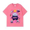 275 GSM Washed T-shirts 100% Cotton Jujutsu Kaisen V41 Kirby Gojo Print Unisex Heavy Cotton T Shirt
