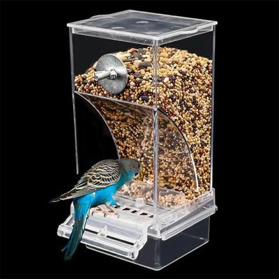 Alimentador de pássaros automático, bebedor sem bagunça, recipiente de comida de sementes acrílicas, acessórios de gaiola para periquitos pequenos e médios