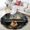 Guitar and Piano Round Area Rug,Carpet Rug for Living Room Bedroom Sofa Playroom Decor,Non-slip Floor Mat