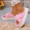 Fashion Cross Strap Fluffy Slippers Women 2024 Winter Warm Fur Home Slippers Woman Comfortable Soft Sole Non Slip Indoor Shoes