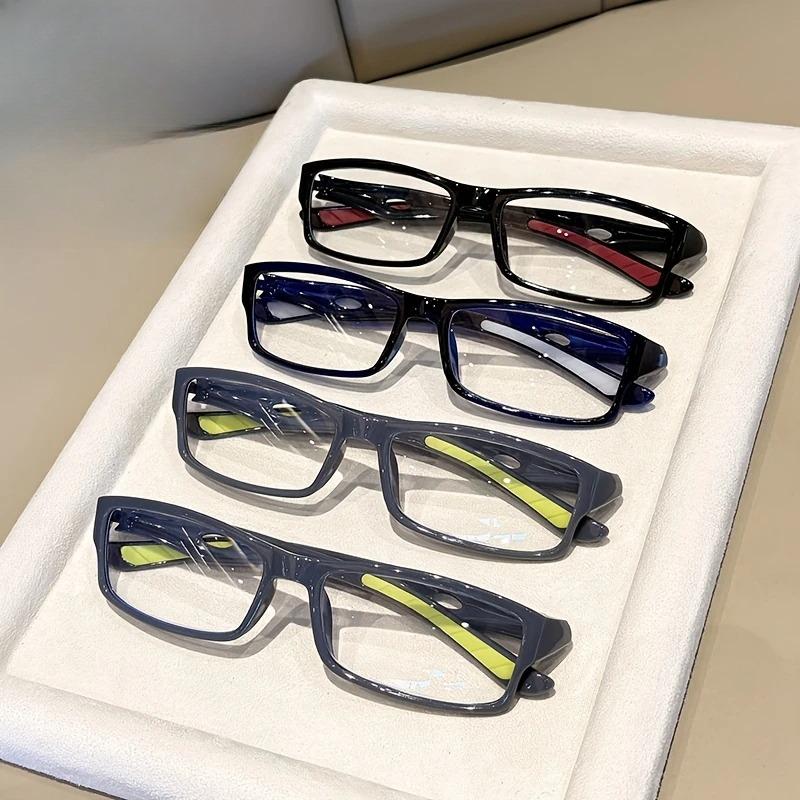 4 Pairs of Sports Reading Glasses for Men and Women - Anti Blue Light Anti Slip Rectangular Frame 4 Color Options