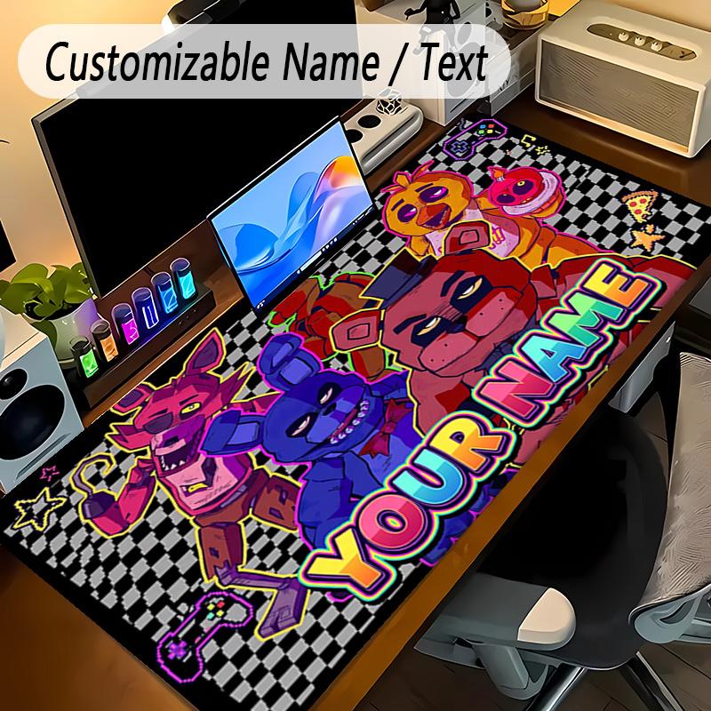 Large Mouse PadFive Nights at Freddy’s Custom Name Text Personalized Desk Mat Non Slip Gaming Pad