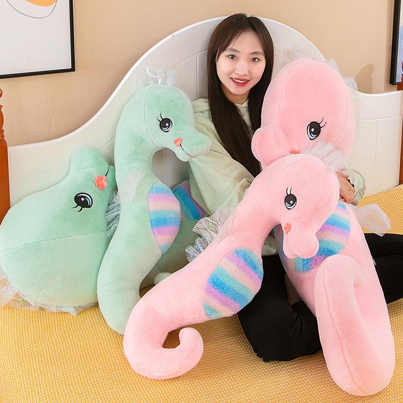 Colorful Seahorse Plush Toy Large Stuffed Animal Doll For Bedtime Cuddles And Leg Support Pillow