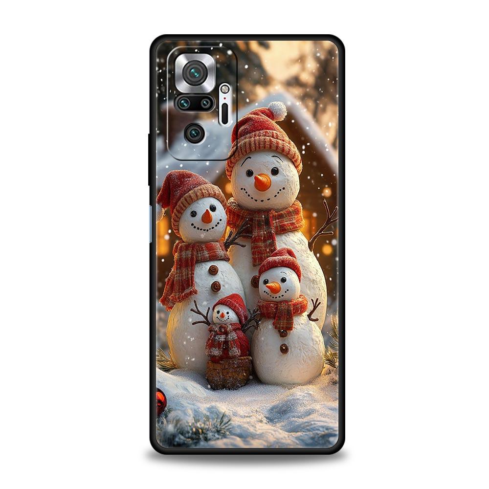 Christmas Snowman Phone Case Cover for Redmi 14C 10C Note 15 14 13 12 10 11 K40 Pro Plus 5G Shockproof Soft TPU Shell Funda Bag