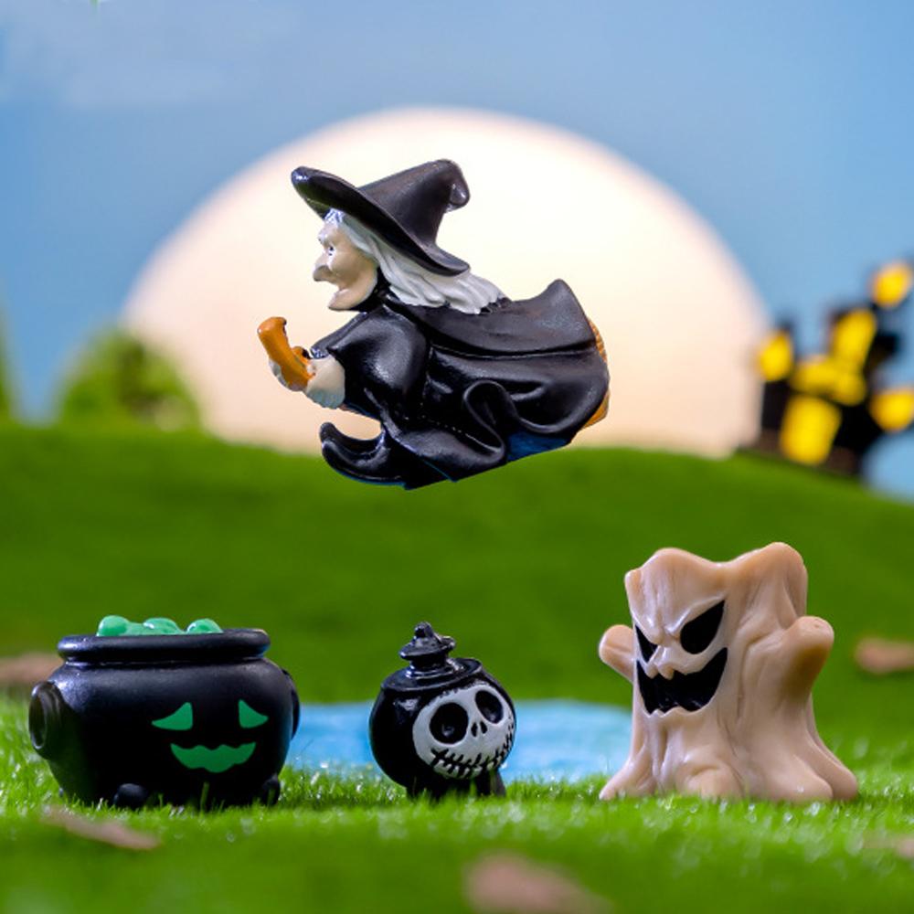 14 Pcs Mini Ghost Halloween Resin Figures Animals Garden Decor Dollhouse Micro Landscape Accessories
