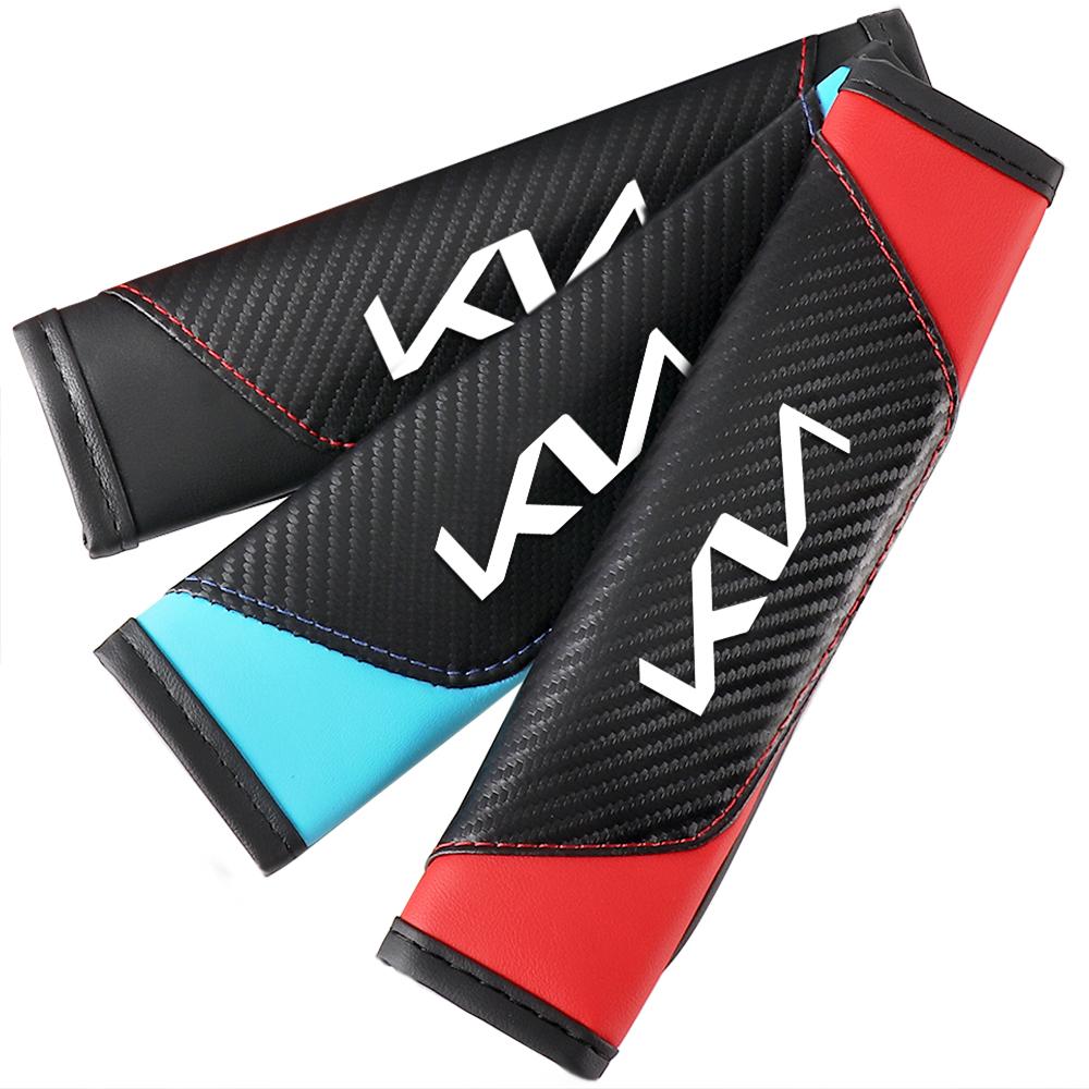 BBER3 1/2PCS Carbon Fiber Car Seat Belt Shoulder Covers For Kia Sportage Picanto Niro Optima Ceed Carnival K3 Nq3 Rio Ev4 Xceed Wenga