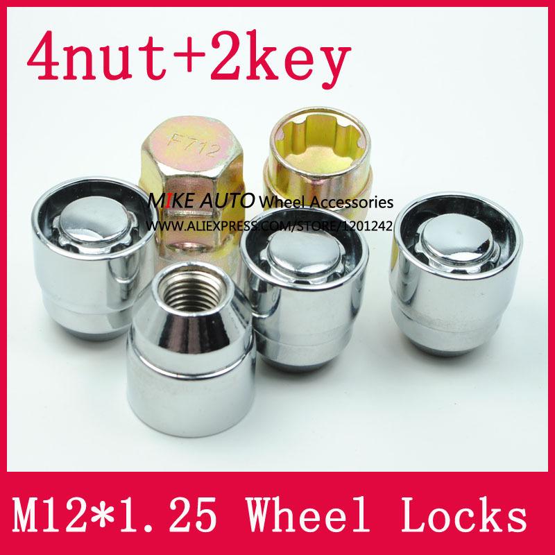 4Nuts+2keys M12x1.25 1.25 Wheel Locks Lug Nuts Anti theft Security Nut Fit For Suzuki Celerio Swifit Jimny Liana Sedan LS010-06