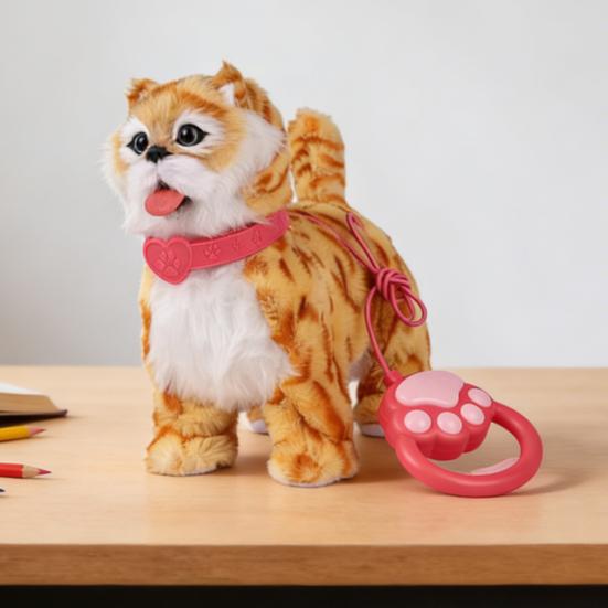 Elektrická plyšová hračka pro mazlíčky s pohybem olizování jazyka Životaschopné zvuky Interaktivní chodící plyšový pes kočka s vodítkem Vzdělávací simulační plyšák