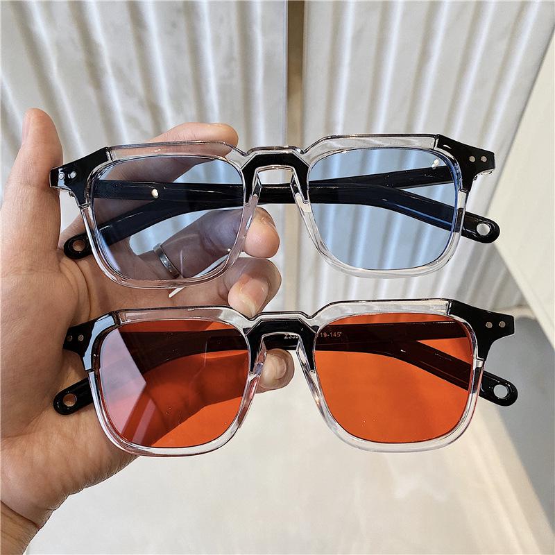 Fashion Square Sunglasses Men Personalized Transparent Color Polygonal Uv Resistant Sunnies Women with Minimal Line Sun Glasses