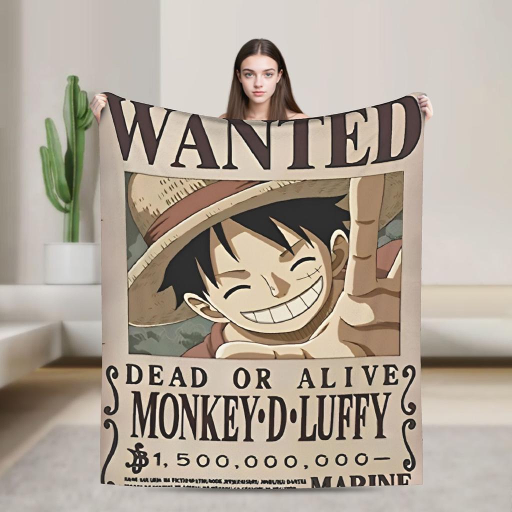 Luffy Anime  Velvet Throw Blanket Luffy  Blanket for Home Travel Lightweight Plush Thin Quilt,