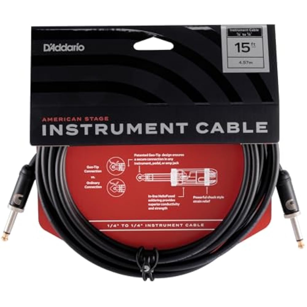 D Addario Daddario Shield Cable (Guitar Shield) American Stage Instrument Cable PW-AMSG-15 (4.6m ...
