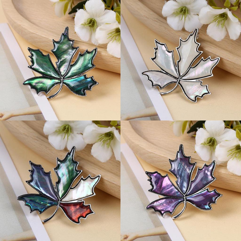 Creative Shell Leaf Brooch Pendant With Inlay For Women And Men