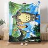 Neighbor Totoro Adventure Flannel Blanket Super Soft Warm Cozy Blanket For Sofa Bed Office Travel Allseason Home Decor Gift
