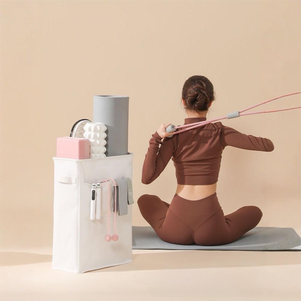 Velkokapacitní úložné koše na podložky na jógu Skládací organizér na fitness potřeby Stojan na domácí posilovnu