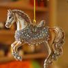Ozdoba kůň Třpytivý kamínek kůň Ozdoba na vánoční stromek 2D akrylový přívěsek Sváteční suvenýr Dárky pro ženy Dívky Milovníky koní