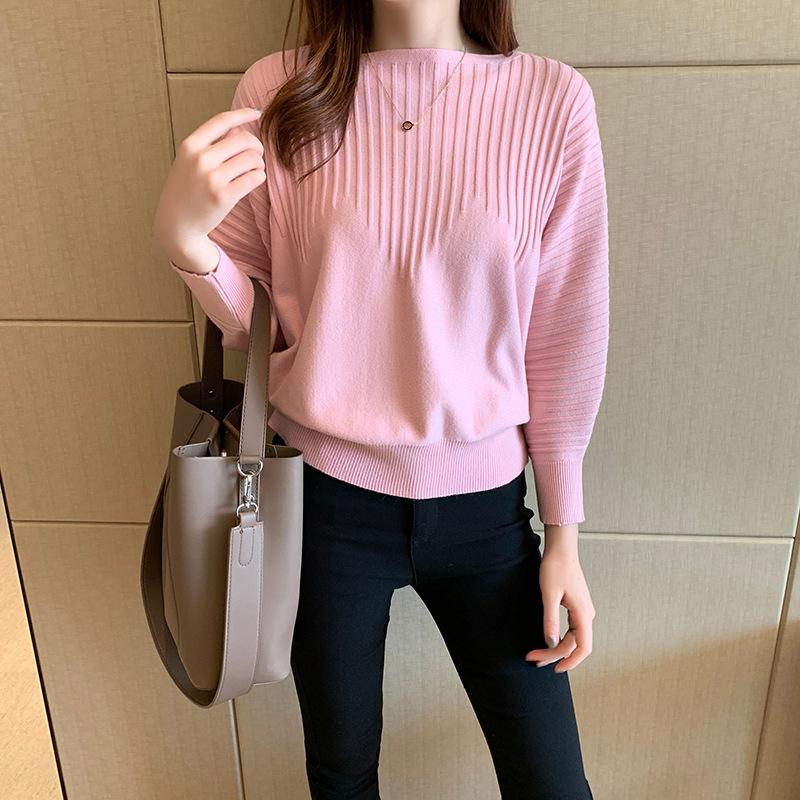 Autumn Women's Bat Sleeve Loose Short Spring Women's Sweater Knitted Bottom Top