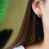 Hotan Jade Jasper S925 Silver Inlaid Egg Face Ear Studs