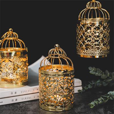 Hohl Schmiedeeisen Kerzenständer Ornamente Goldene Dekorative Vogelkäfig Muster Weihnachten Kerzenhalter Hochzeit Requisiten