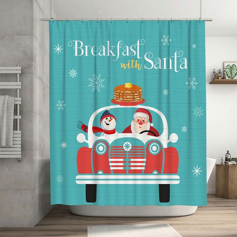 

Tu Christmas Shower Curtain Santa Claus Holiday Festive Decor Bathroom Fabric Waterproof Holiday Home Decor Gift Xmas Festive Pa W60H190(CM)-1 Pcs
