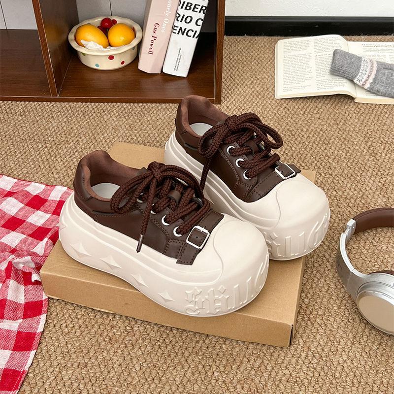 

CM thick-soled big-head casual shoes children s autumn new small height-increasing muffin board shoes bread shoes 40 коричневий