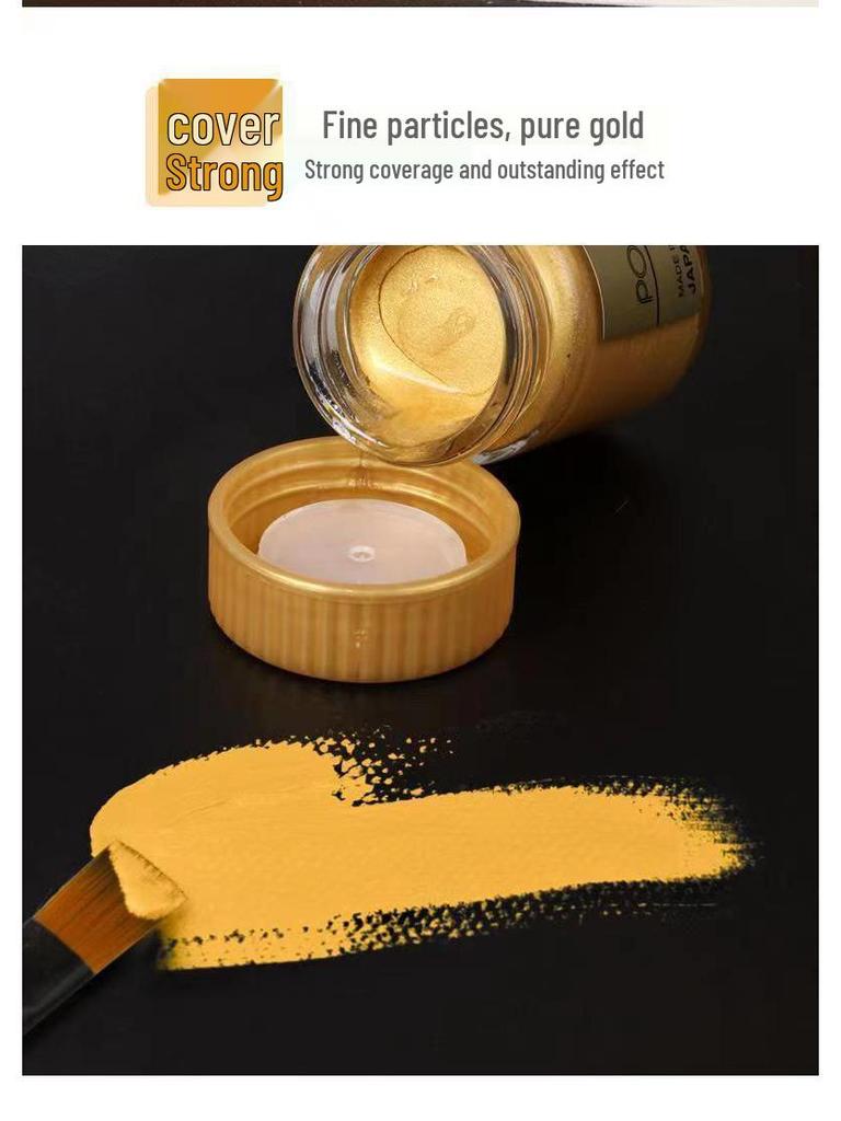 Pentel 30ml Gold & Silver Gouache Paints: Poster Color with Fluorescent Gold Powder