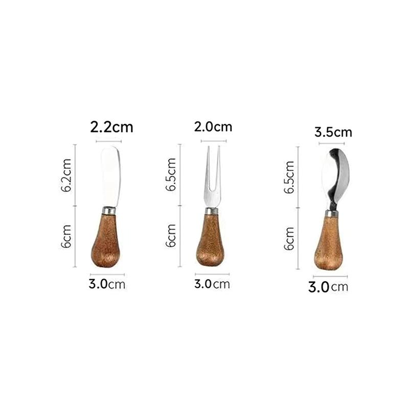 Stainless Steel Cheese Knives Cheese Fork Set Wooden Handle Butter Spatula Knife Cheese Spreader Jam Spreader Baking Tools