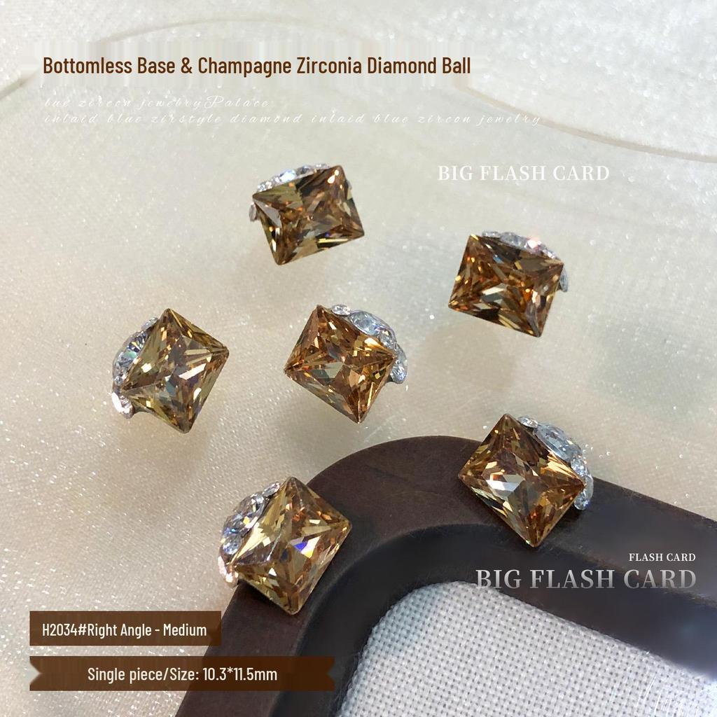 Champagne Bottomless Tray Zircon Nail Art Accessories - Super Flash Heart Dove Egg Stacked Drill Ball.