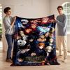 Group of Characters Posing Dynamically with Vibrant Energy Effects. for All Seasons Blanket Lunch Break Throw Gift