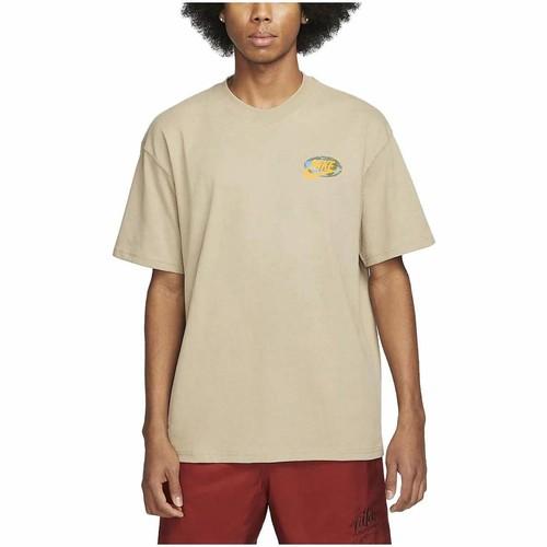 Nike Men's Khaki T-Shirt with Earth Letter Print