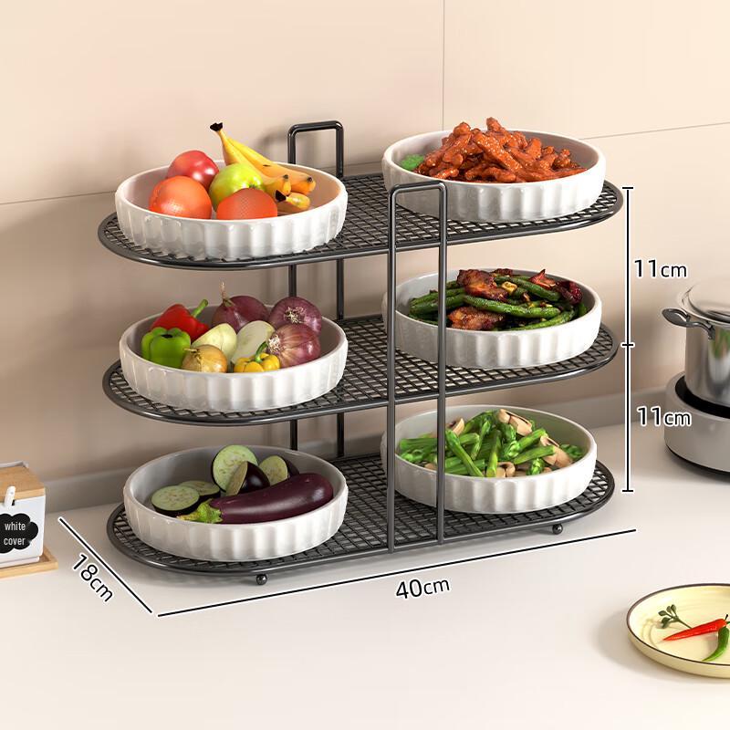 

Чжаоран 3-ярусная стально-деревянная кухонная полка для хранения