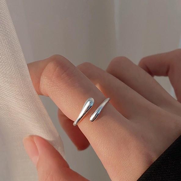 Anel Irregular Gota d'Água Ajustável em Aço Inoxidável - Estilo Frio Europeu e Americano