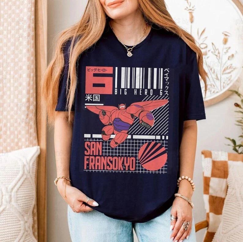 Retro 90s Baymax Armor T-Shirts, Big Hero 6 Hiro Hamada Squad tT-Shirt, San Fran S