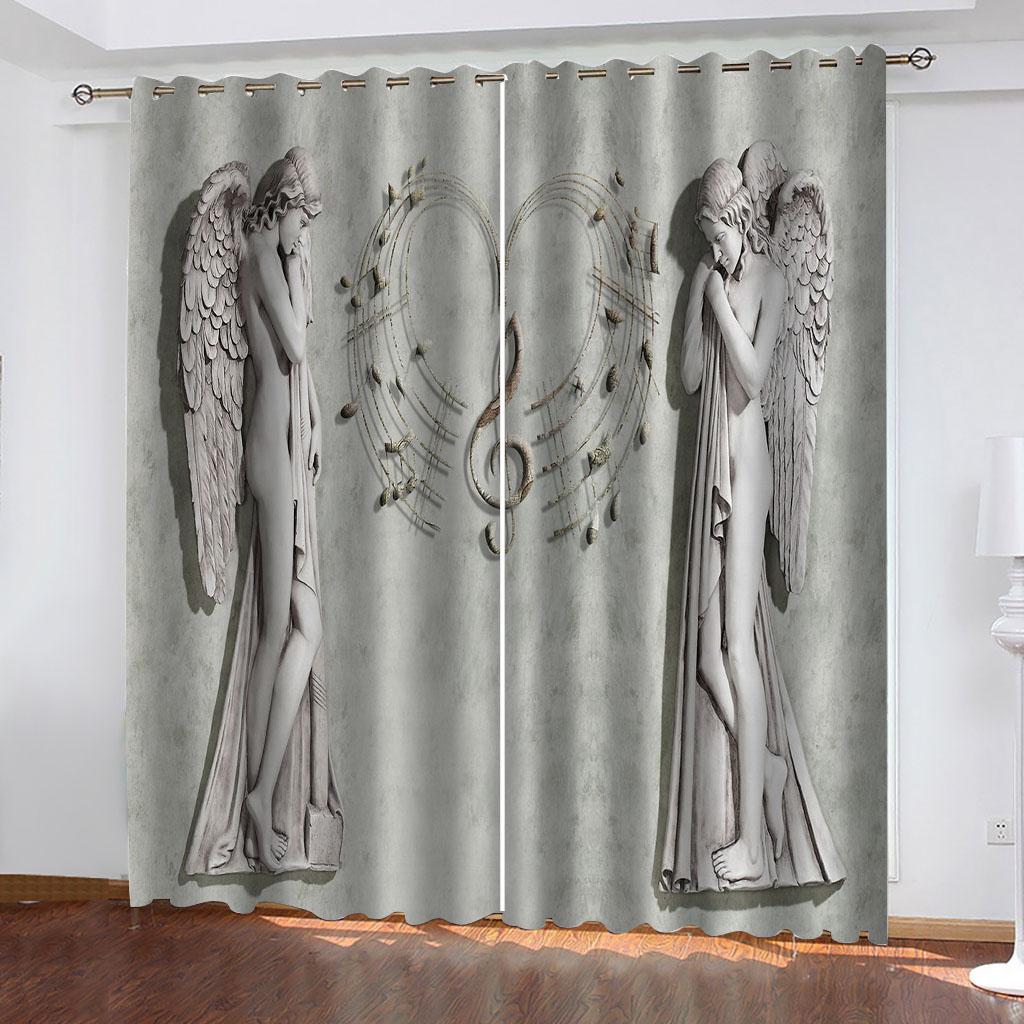 Children'S Room Curtains 3D Winged Angel Curtains For Bedroom Modern Home Decoration Blackout Curtain Living Room Boy Girl Gift
