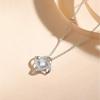 Silver Zircon Four-Leaf Clover & Eternal Heart Pendant Necklace for Women - European Style Diamond Clavicle Necklace