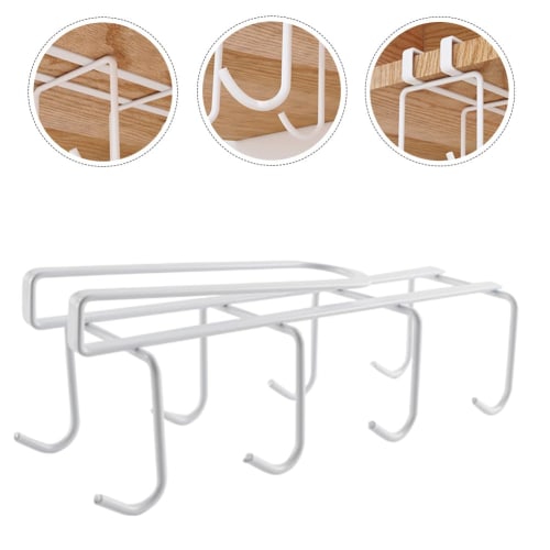 Gadpiparty 8-Piece Under-Cabinet Kitchen Hooks, Cup Hangers, Under-Cabinet Tool Hooks, Punch-Free, Mug Storage Rack, Display, Hanging Storage, Organiz