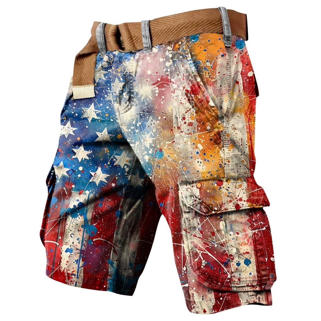 Herren Unabhängigkeitstag Bedruckte Mehrfach-Taschen Workwear Shorts