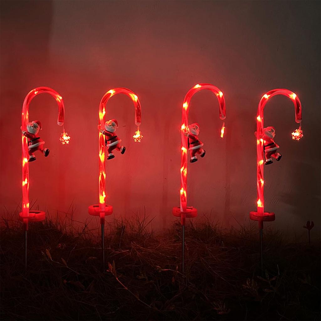 2pcs Xmas Cane Lights Solar Powered IP65 Water Proof LED Xmas Cane Pathway Markers Lights for Decoration