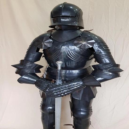 182.88 Cm Medieval Full Body Armor Suit Combat Knight Full Body Armor With Stand Replica Blacked Steel Gift