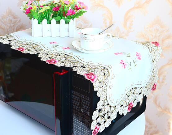 Premium satin Rose Embroidery bed Table Furniture flag Runner cloth cover kitchen Christmas Wedding party Table Surface decoration and accessories