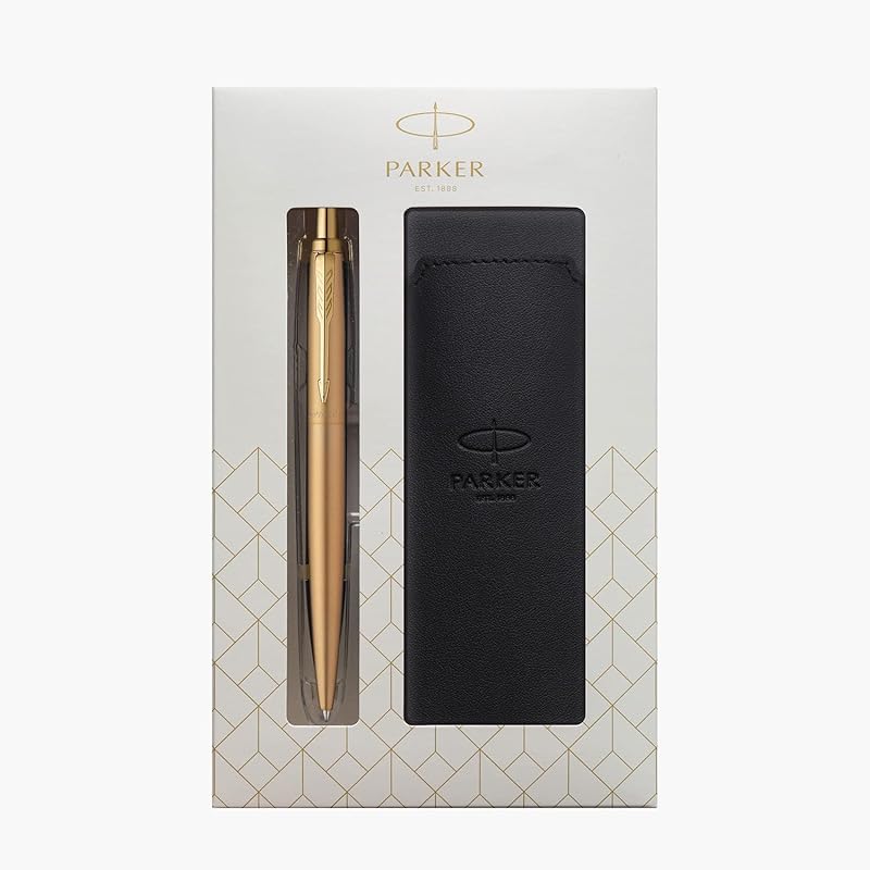 

PARKER Jotter XL Gold GT Ballpoint Pen, Medium Nib, Oil-Based Ink, with Pen Case, Gift Box Set, Official Import, 2122658Z V1d