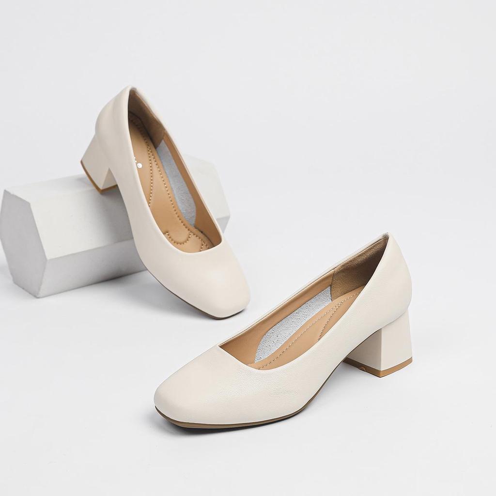 Comfortabele Zwarte Schoenen met Middelhoge Hak voor Professionele Vrouwen, Geschikt voor Stewardessen en Sollicitaties