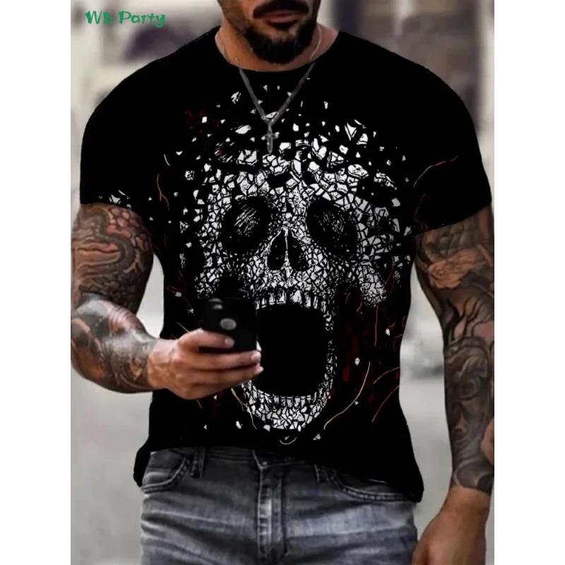 Vintage 3D Printed Skull Men's Tops Summer Outdoor Men Short Sleeve Fashion Breathable Men's T-Shirt Round Neck Men's Clothing
