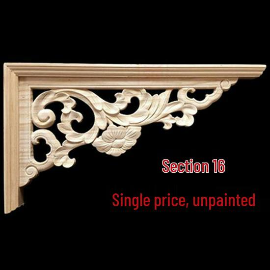 Double-Sided Carved Solid Wood Lintel: New Chinese Antique Corner Decoration for Background Walls