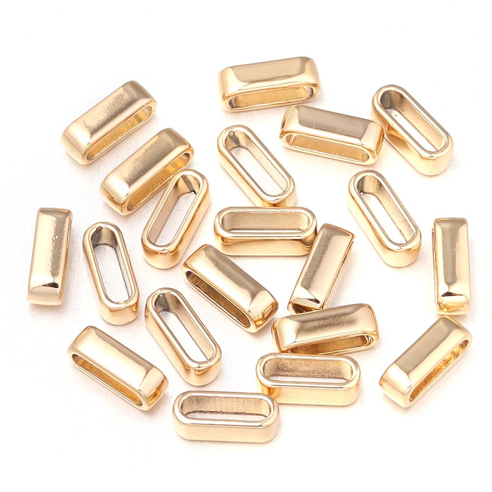 

10pcs/lot Gold Color Alloy Big Hole Square End Beads fit 10*3mm Flat Leather Rope Cord DIY Jewelry Making Accessories inner size5x3mm